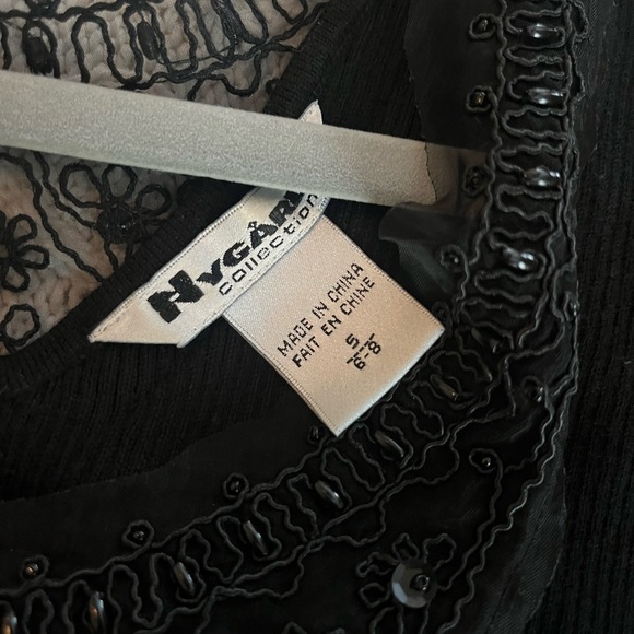 Nygard Collection Elegant Black Lace beaded Embroidery at Neckline SZ S - Picture 12 of 15